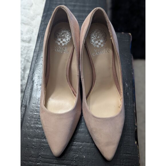 🥿 Vince Camuto Pointed Toe Suede Heels Almond Beige – Size 7.5 M - Picture 4 of 10